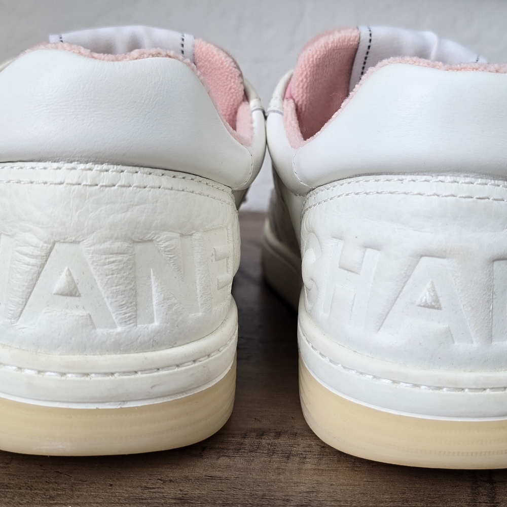 CHANEL White and Pink Women's Sneakers - Picture 6 of 10